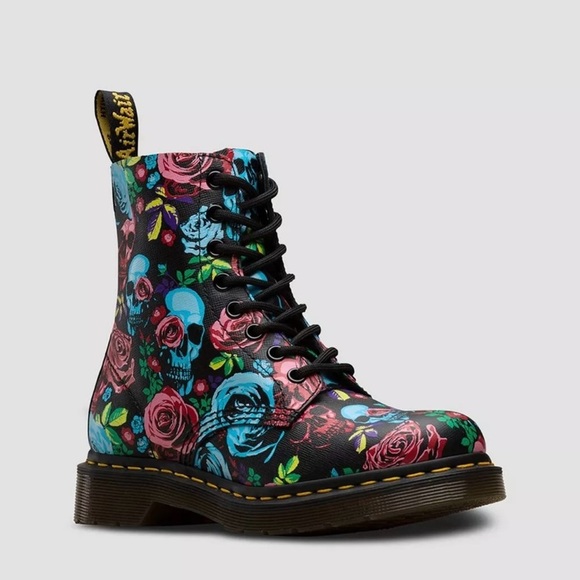 NEW Dr Martens 1460 Pascal Rose Floral Skull Limited Edition - Picture 2 of 15
